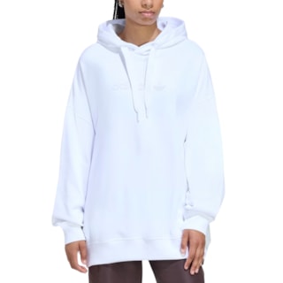 Moletom Canguru Oversized Feminino Adidas Essentials Linear White
