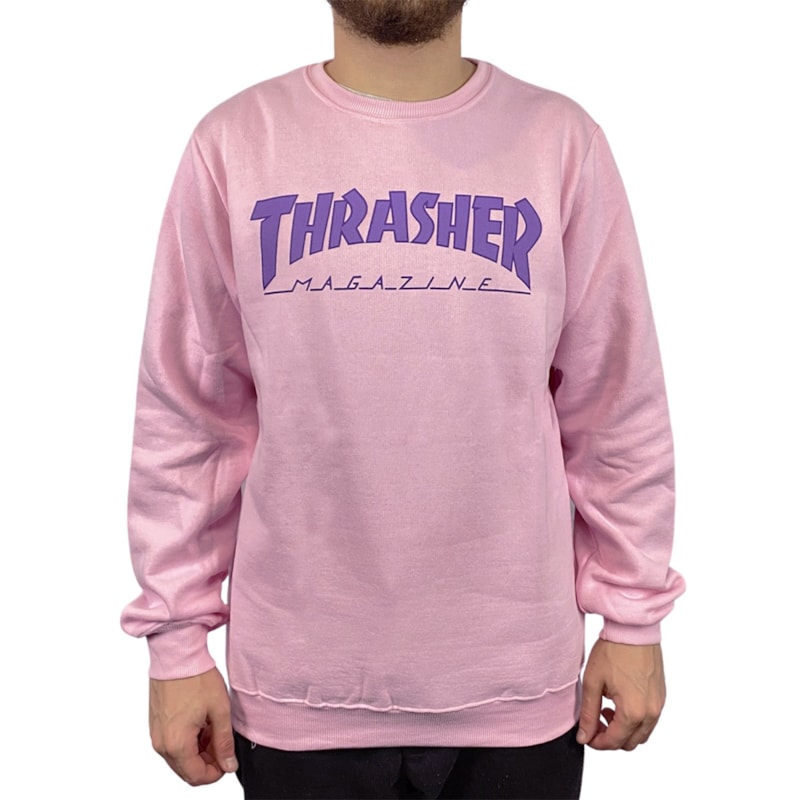 Moletom Canguru Thrasher Out Linei Rosa os melhores preços