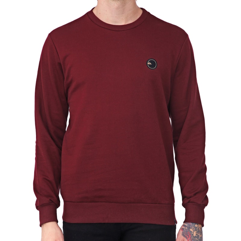 Moletom Careca Quiksilver Patch Vinho Back Wash