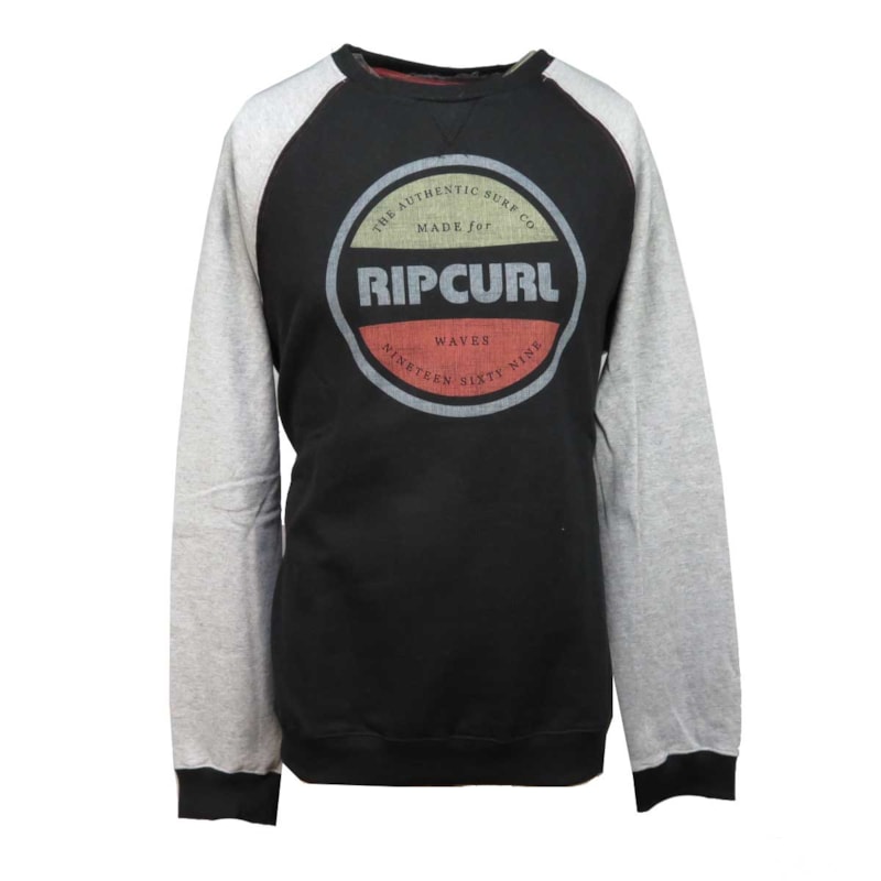 Moletom Careca Rip Curl Preto e Cinza