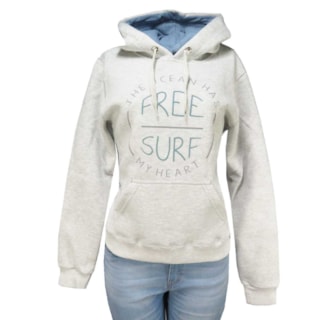 Moletom Feminino Freesurf Heart Cinza