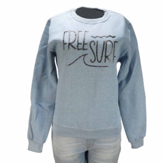 Moletom Feminino Freesurf Surf Azul Mescla