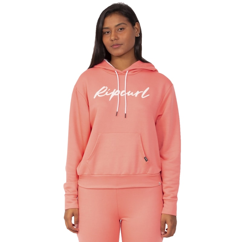 Moletom Feminino Rip Curl Script Hood Fleece Coral os melhores