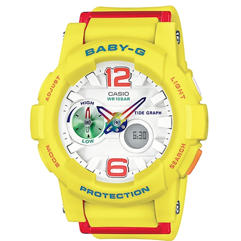 Relógio Casio Baby G G-Lide Amarelo Vermelho - Back Wash