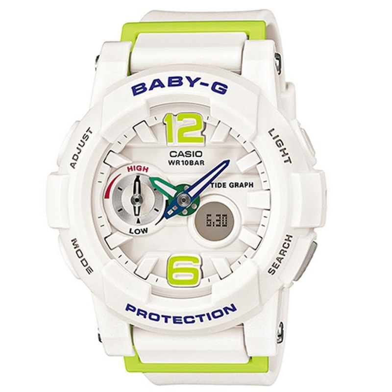 Relógio Casio Baby G G-Lide Branco Verde - Back Wash