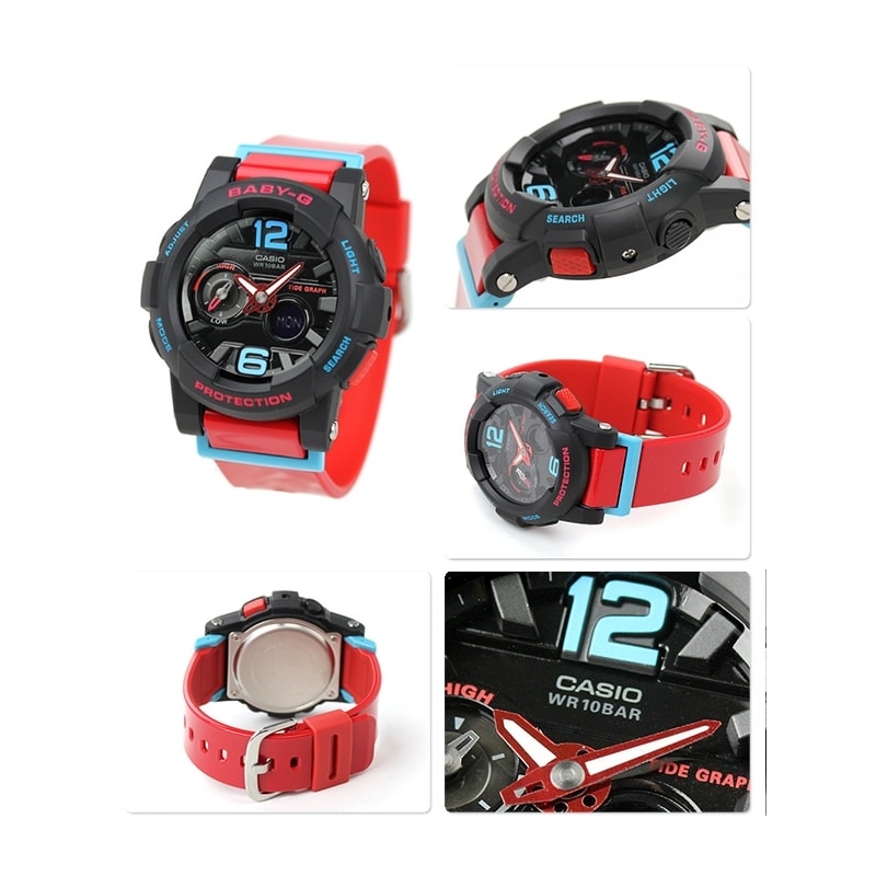 Relógio Casio Baby G G-Lide Preto Vermelho - Back Wash