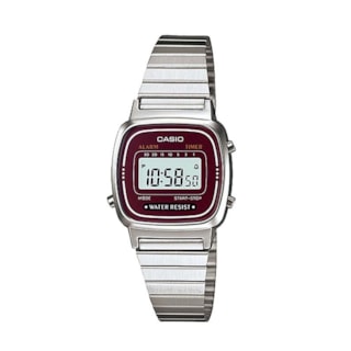 Relógio Casio Vintage Prata/Bordo LA670WA-4DF Relógio Casio Vintage Prata/Bordo LA670WA-4DF