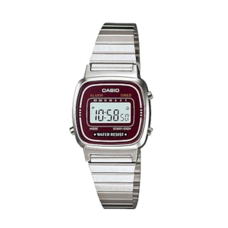 Relógio Casio Vintage Prata/Bordo LA670WA-4DF