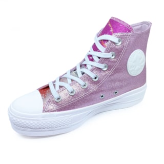 Tênis Converse All Star Chuck Taylor Hi Lift Glitter Rosa Cano Alto