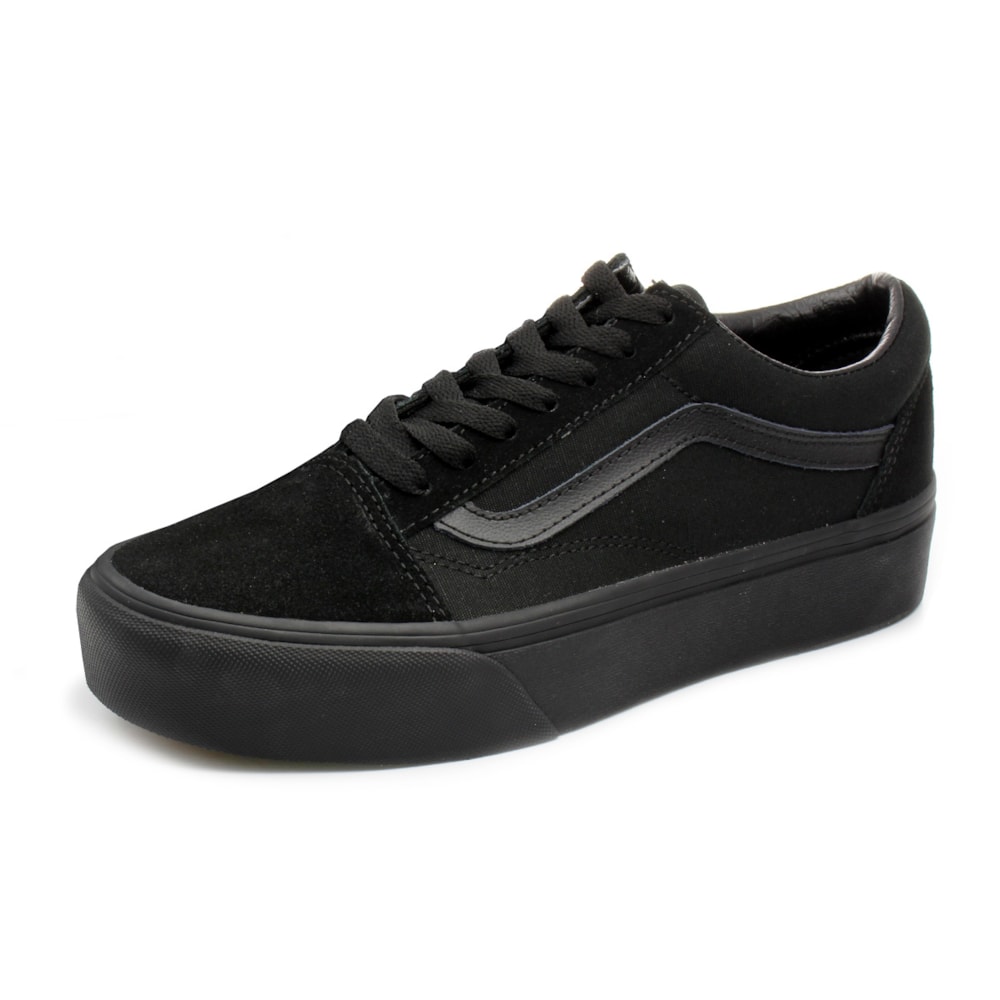 Tênis Feminino Vans Old Skool Platform Preto Back Wash