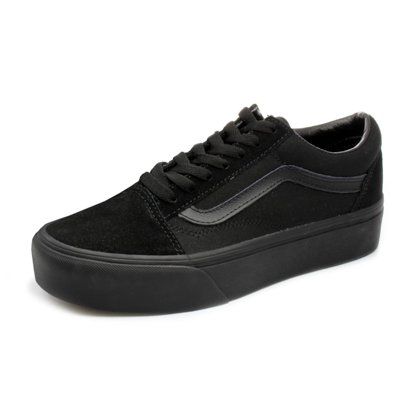 Tênis Feminino Vans Old Skool Platform Preto Back Wash